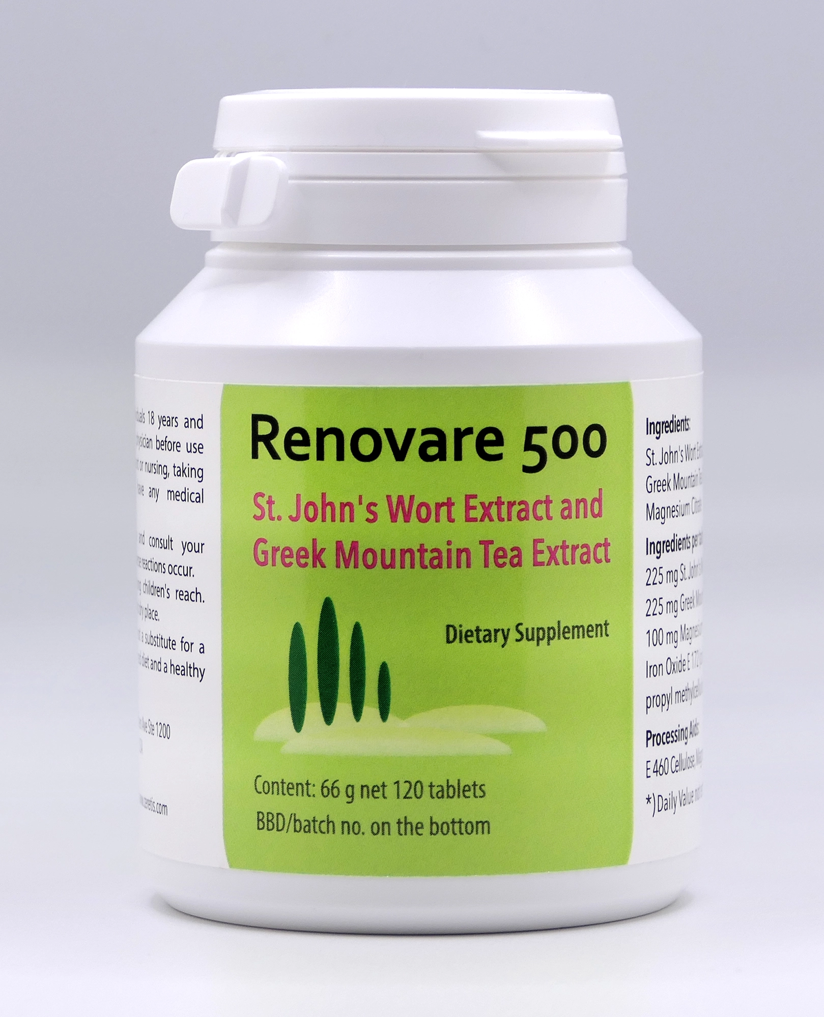 Renovare 500 dietary supplement bottle